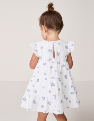 Organic Crinkle Cotton ‘Elodie’ Floral Tiered Wrap Dress (0–18mths)
