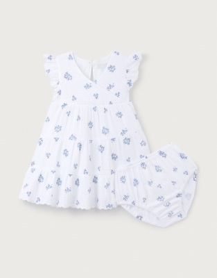 Organic Crinkle Cotton ‘Elodie’ Floral Tiered Wrap Dress (0–18mths)