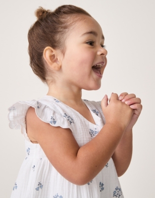 Organic Crinkle Cotton ‘Elodie’ Floral Tiered Wrap Dress (0–18mths)