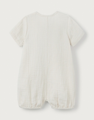 Organic Crinkle Cotton ‘Giraffe’ Embroidered Shortie (0–24mths)