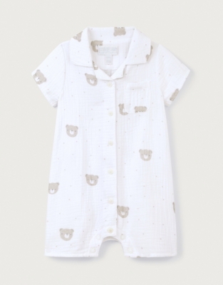Organic Crinkle Cotton Bear Shortie (0–24mths)