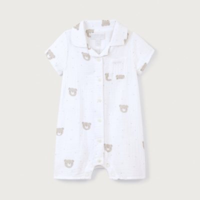 Organic Crinkle Cotton Bear Shortie (0–9mths)