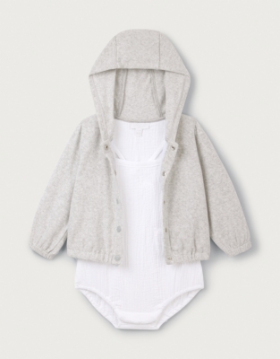 Organic Crinkle Cotton Bubble & Jacket Set (0–24mths)