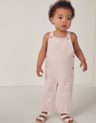 Organic Crinkle Cotton Dungarees (0–18mths)