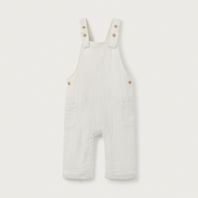 Organic Crinkle Cotton Dungarees (0–18mths)