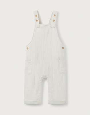 Organic Crinkle Cotton Dungarees (0–18mths)
