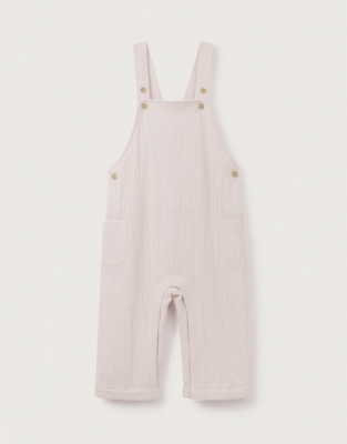 Organic Crinkle Cotton Dungarees (18mths–6yrs) | Girls' Clothing | The ...