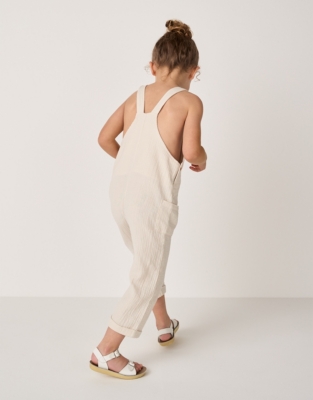 Organic Crinkle Cotton Dungarees (18mths–6yrs)