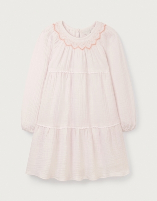 Organic Crinkle Cotton Hand Smocked Tiered Dress (18mths—6yrs)