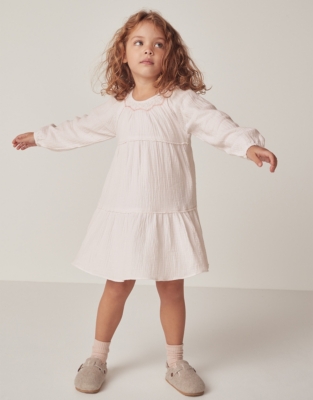 Organic Crinkle Cotton Hand Smocked Tiered Dress (18mths—6yrs)