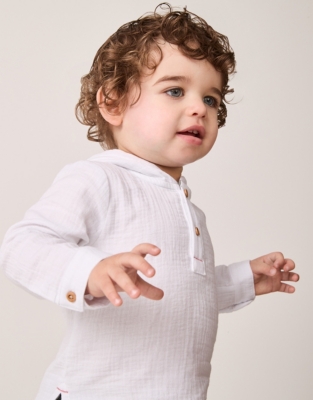 Organic Crinkle Cotton Hoodie & Shorts Set (0–18mths)