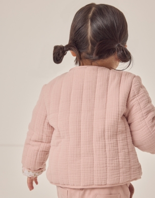 Organic Crinkle Cotton Reversible Quilted Jacket (0–18mths)