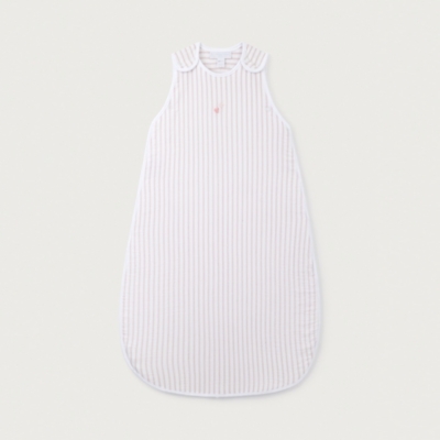 Organic Crinkle Cotton Stripe Heart Embroidered Sleeping Bag – 1 Tog