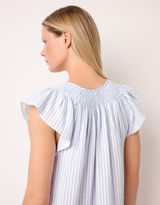 Organic Double Cotton Boho Stripe Smocked Nightie