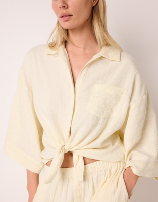 Organic Double Cotton Boxy Button Through Shortie Pyjama Set