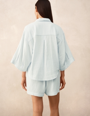 Organic Double Cotton Boxy Button Through Shortie Pyjama Set