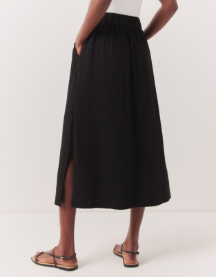 Organic Double Cotton Column Skirt - Black