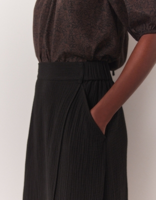 Organic Double Cotton Column Skirt - Black