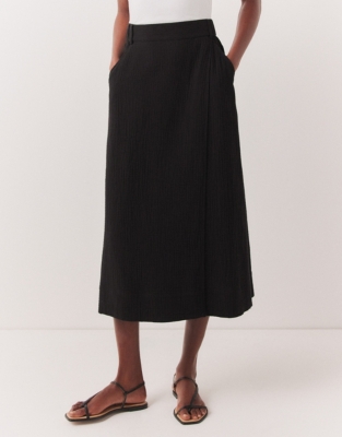 Organic Double Cotton Column Skirt - Black