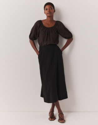 Organic Double Cotton Column Skirt - Black