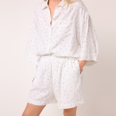 Organic Double Cotton Ditsy Print Boxy Button Pyjama Set