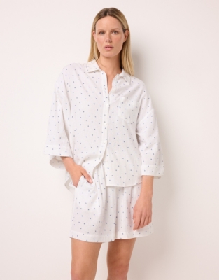 Organic Double Cotton Ditsy Print Boxy Button Pyjama Set