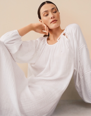 Organic Double Cotton Gauze Boho Midi Nightie