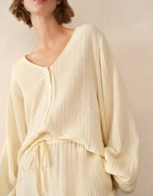 Organic Double Cotton Gauze Boho Pyjama Set  - Lemon