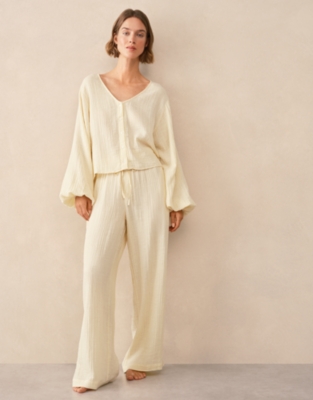 Organic Double Cotton Gauze Boho Pyjama Set  - Lemon
