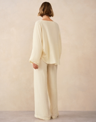 Organic Double Cotton Gauze Boho Pyjama Set  - Lemon