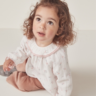 Organic Double Cotton Harper Collared Blouse & Cord Pants Set (0–18mths)