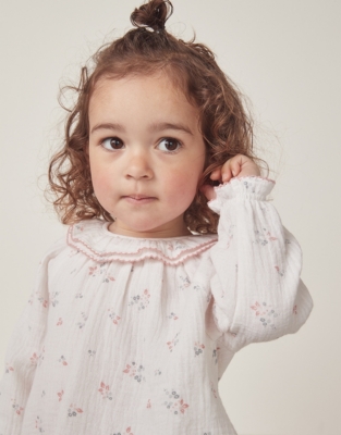 Organic Double Cotton Harper Collared Blouse & Cord Trousers Set (0–18mths)