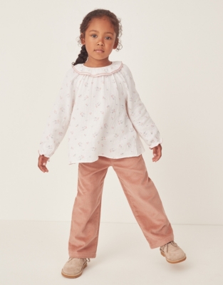 Organic Double Cotton Harper Collared Blouse & Cord Trousers Set (18mths–6yrs)