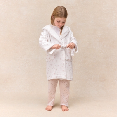 Organic Double Cotton Minnie Floral Towelling Robe (2–12yrs)