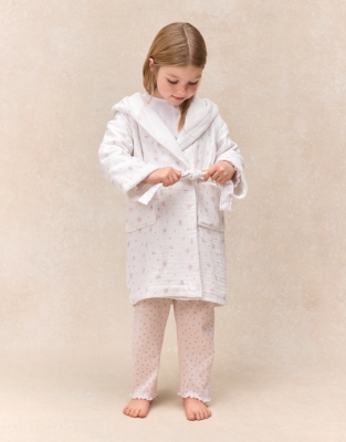Organic Double Cotton Minnie Floral Towelling Robe (2–12yrs)