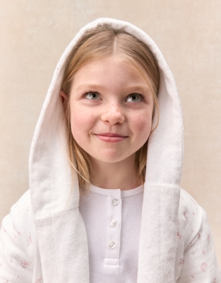 Organic Double Cotton Minnie Floral Towelling Robe (2–12yrs)
