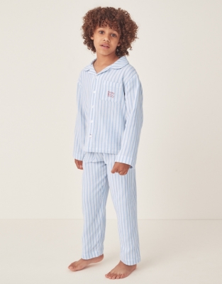 Organic Double Cotton Relaxed Fit Traditional Stripe Pyjamas (1–12yrs)