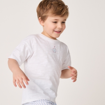 Organic Double Cotton Relaxed Fit Treasure Island Logo & Stripe Woven Shortie Pyjamas (1–12yrs)