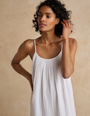 Organic Double Cotton Smocked Nightgown Nightgowns The White Company US
