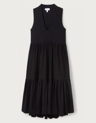 Organic Jersey Cotton Tiered Midi Dress | Dresses & Jumpsuits | The ...