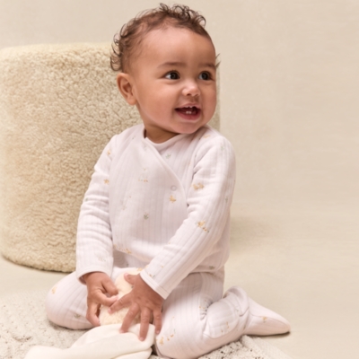 Organic Quilted Cotton Blend Walking Ducklings Wrap Sleepsuit (0–24mths)