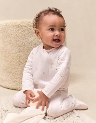 Organic Quilted Cotton Blend Walking Ducklings Wrap Sleepsuit (0–24mths)