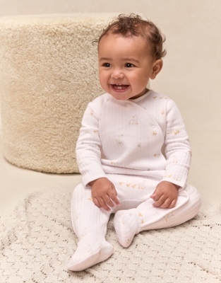 Organic Quilted Cotton Blend Walking Ducklings Wrap Sleepsuit (0–24mths)