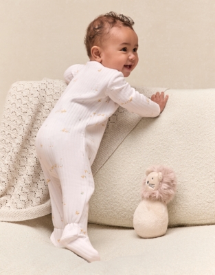 Organic Quilted Cotton Blend Walking Ducklings Wrap Sleepsuit (0–24mths)