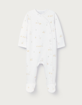 Organic Quilted Cotton Blend Walking Ducklings Wrap Sleepsuit (0–24mths)