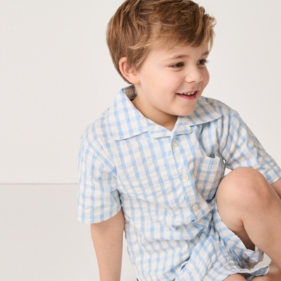 Organic Seersucker Cotton Relaxed Fit Traditional Shortie Pyjamas (1–12yrs)