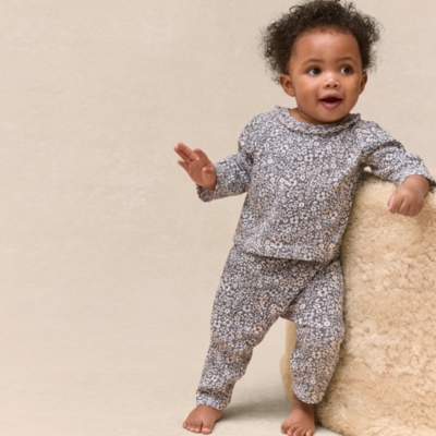 Organic Textured Cotton Blend Petunia Print Pyjamas (0–24mths)