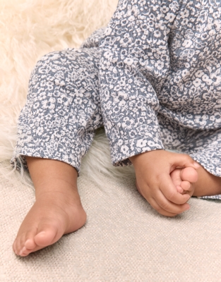 Organic Textured Cotton Blend Petunia Print Pyjamas (0–24mths)