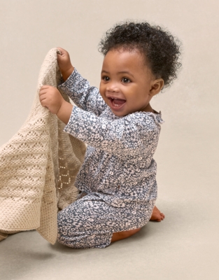 Organic Textured Cotton Blend Petunia Print Pyjamas (0–24mths)