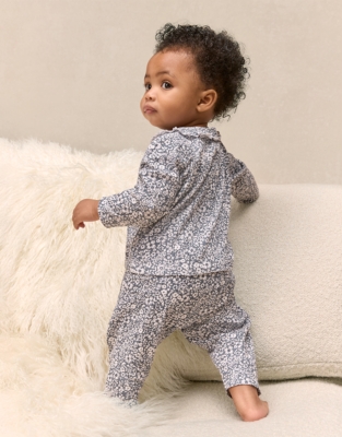 Organic Textured Cotton Blend Petunia Print Pyjamas (0–24mths)